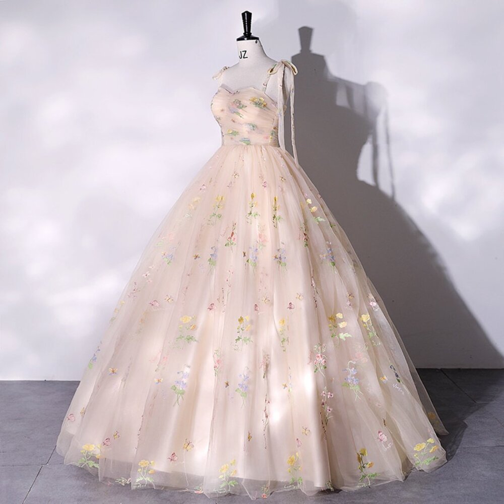 omantic Pastel Rainbow Tulle Gown Colorful Fairycore Event Dress